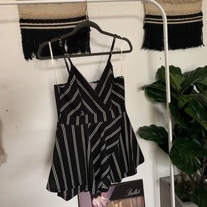 Navy and white stripped romper